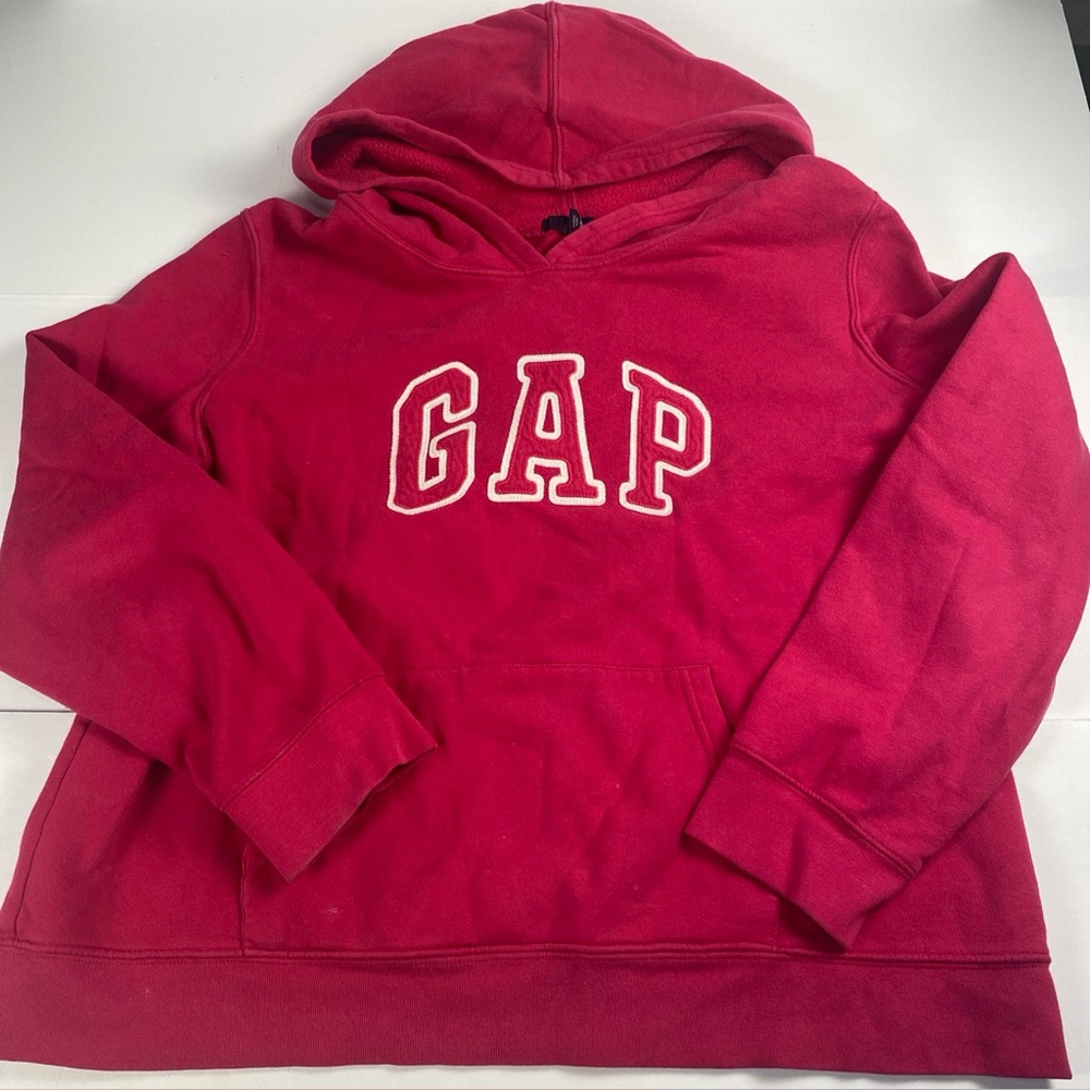 Gap Hoodie Womens Sz XL Pink Logo Spellout Pullover Sweater